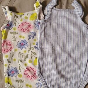 Two Carter's  Infant Girl's Sleeveless Bodysuit Size 6-9 Months